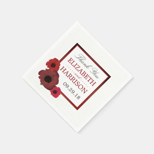 Rode papaver en Burlap Wedding Servetten (Hoek)