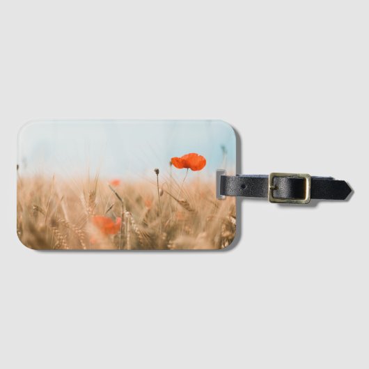 Rode papaver en goudgerst bagagelabel (Voorkant (horizontaal))