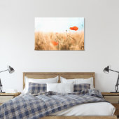 Rode papaver en goudgerst canvas afdruk (Insitu (Slaapkamer))