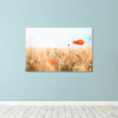 Rode papaver en goudgerst canvas afdruk (Insitu (Houten vloer))