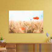 Rode papaver en goudgerst canvas afdruk (Insitu (Woonkamer))
