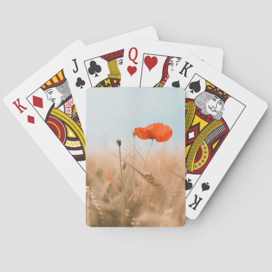 Rode papaver en goudgerst pokerkaarten (Achterkant)