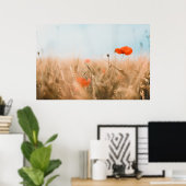 Rode papaver en goudgerst poster (Thuiskantoor)