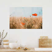 Rode papaver en goudgerst poster (Keuken)