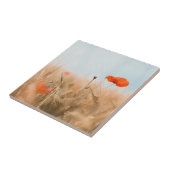 Rode papaver en goudgerst tegeltje (Zijkant)