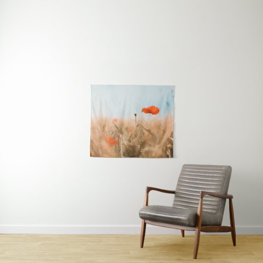 Rode papaver en goudgerst wandkleed (In Situ (horizontaal))