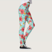 Rode papaver en madeliefje modern bloempatroon leggings (Rechts)