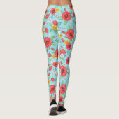 Rode papaver en madeliefje modern bloempatroon leggings (Achterkant)