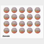 rode papaver en paarse schuur ronde sticker (Vel)