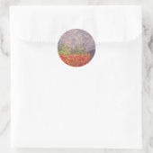 rode papaver en paarse schuur ronde sticker (Tas)