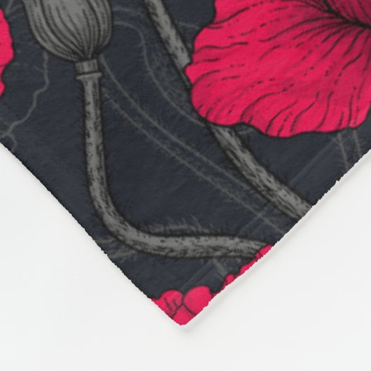 Rode papaver fleece deken (Hoek)