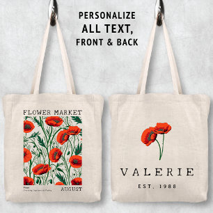 Rode papaver Floral August Geboorte Bloem Marktnaa Tote Bag