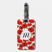 Rode papaver Floral Pattern & Monogram Bagagelabel (Achterkant verticaal)