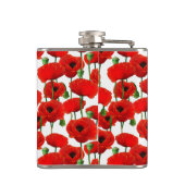 Rode papaver Floral Pattern & Monogram Heupfles (Achterkant)