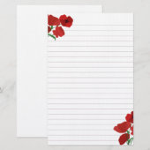 Rode papaver, gelijnd briefpapier (Voorkant / Achterkant)