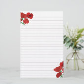 Rode papaver, gelijnd briefpapier (Staand voorkant)