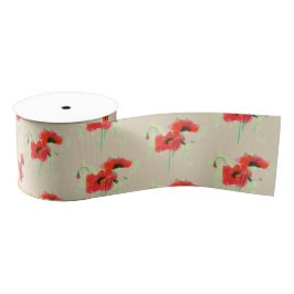Rode papaver grosgrain lint