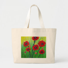 Rode papaver grote tote bag