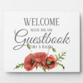 rode papaver Guestbook Tabletop Plaque Fotoplaat (Voorkant)