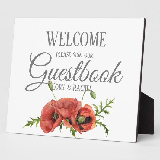 rode papaver Guestbook Tabletop Plaque Fotoplaat (Zijkant)