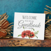 rode papaver Guestbook Tabletop Plaque Fotoplaat (Zijkant)