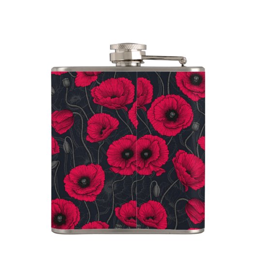 Rode papaver heupfles (Achterkant)