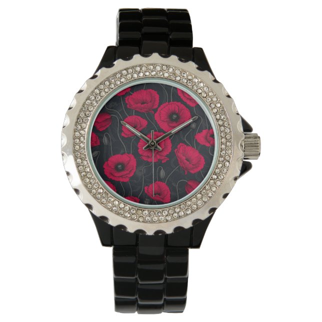 Rode papaver horloge (Voorkant)
