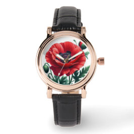 rode papaver horloge