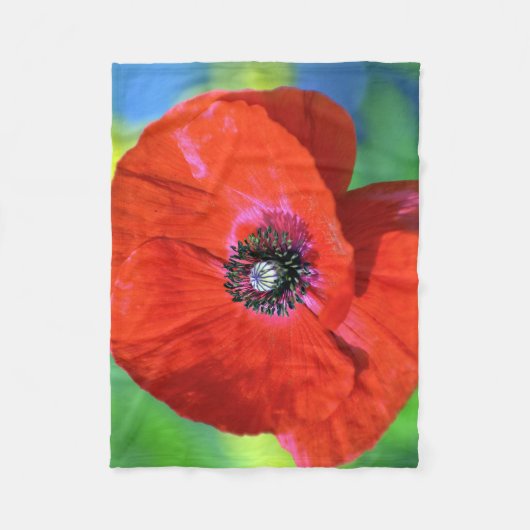Rode papaver in de Sunshine Foto Fleece Deken (Voorkant)