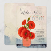 Rode papaver in de uitnodiging van Mason Jar (Voorkant / Achterkant)