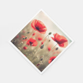 Rode papaver in een veld servet (Hoek)