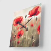 Rode papaver in een veld vierkante klok (Hoek)