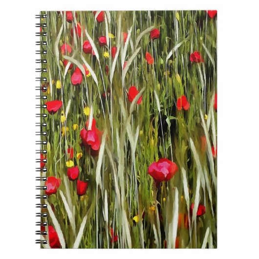 Rode papaver in een wielveldef notitieboek (Voorkant)