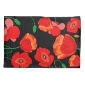 Rode papaver in Full-Bloom Black achtergrond Kussensloop (Achterkant-Links)