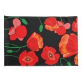 Rode papaver in Full-Bloom Black achtergrond Kussensloop (Achterkant-Rechts)