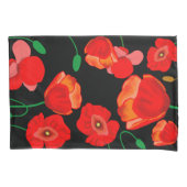 Rode papaver in Full-Bloom Black achtergrond Kussensloop (Voorkant-Links)