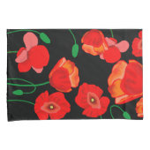 Rode papaver in Full-Bloom Black achtergrond Kussensloop (Voorkant-Rechts)