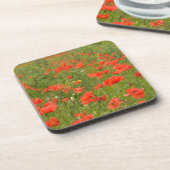 Rode papaver in het veld drankjes onderzetter (Linkerzijde)