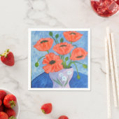 Rode papaver in vase Napkins Servet (Insitu)