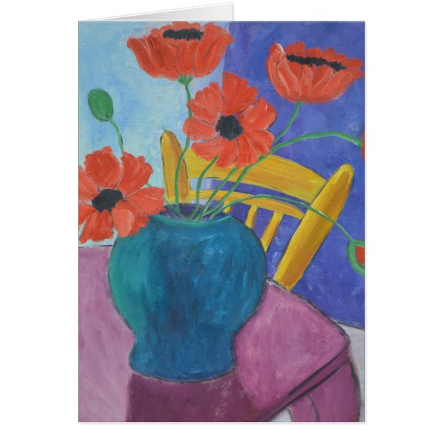 Rode papaver in vet schilderen (Voorkant)