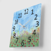 Rode papaver in Waterverf-klepjes op het veld Vierkante Klok (Hoek)