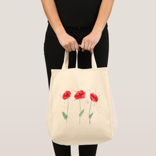 Rode papaver in Waterverven Tote Bag (Voorkant (product))