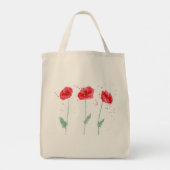Rode papaver in Waterverven Tote Bag (Achterkant)