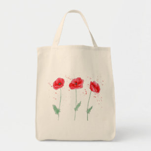 Rode papaver in Waterverven Tote Bag