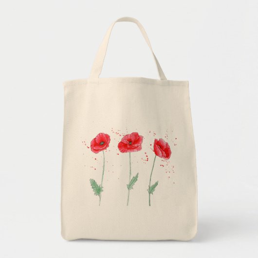 Rode papaver in Waterverven Tote Bag (Voorkant)
