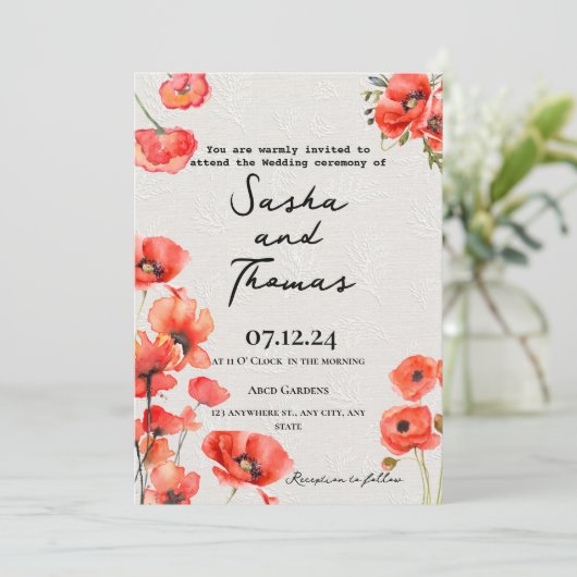 Rode papaver kaart (Staand voorkant)
