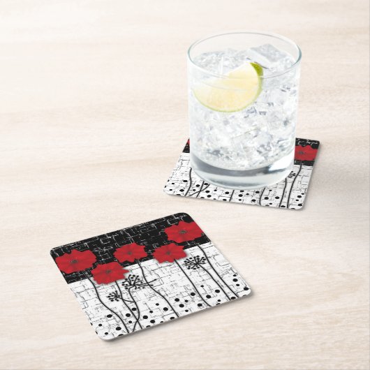 Rode papaver kartonnen onderzetters (Insitu)