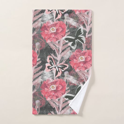 Rode papaver. Kleurige bloemdruk. Bad Handdoek (Handdoek)