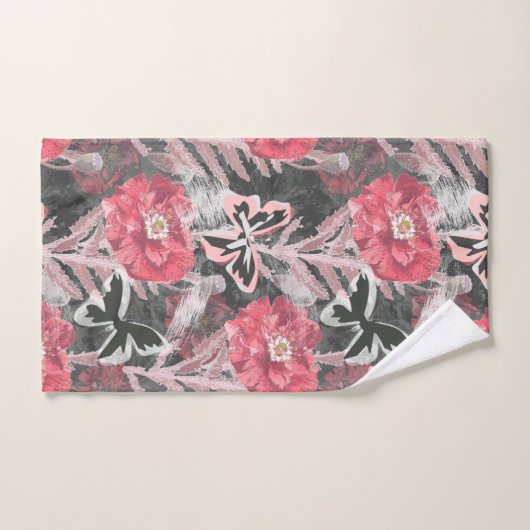 Rode papaver. Kleurige bloemdruk. Bad Handdoek (Handdoek)