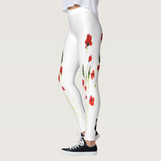 Rode papaver konijn bloemig leggings (Links)